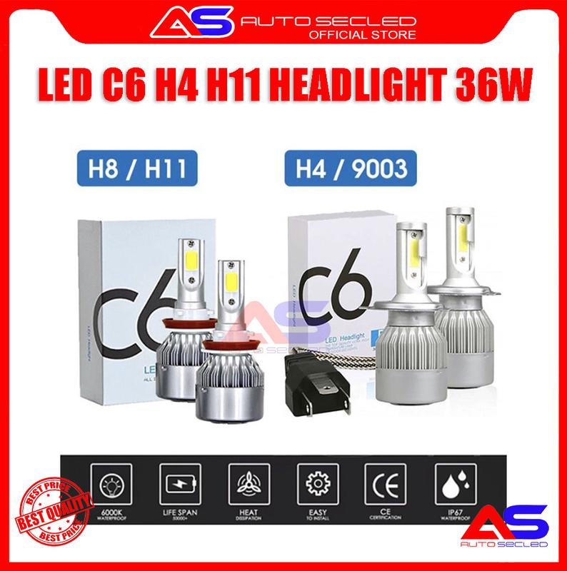 ORIGINALL LAMPU LED C6 MOBIL H4 H11 HEADLIGHT 36 WATT SUPERBRIGHT LAMPU UTAMA MOBIL | FOGLAMP MOBIL 1