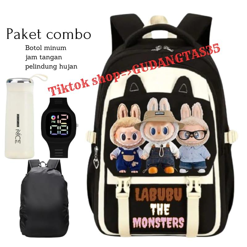 Tas Ransel Viral Karakter Lububu Tas Gendong sekolah Anak SD>SMP>SMA Backpack Punggung Terbaru Free gift COD