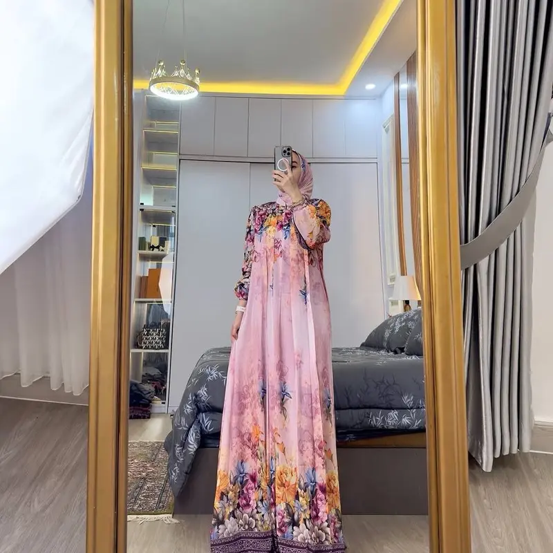Set Gamis Naifa dengan Hijab Terbaru untuk Lebaran - Mewah, Dewasa, Dress, Pesta, Setelan, Motif, Muslim, Syari, Remaja, Wanita Ibu 2