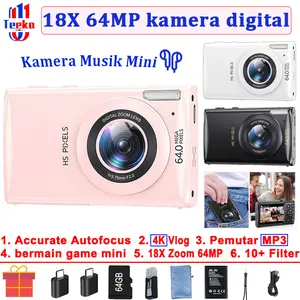 TEEKA [C1] 64MP Kamera Digital 4K Murah Dengan Zoom 18X Kamera 2.8" screen Dengan Anti Guncangan, Sempurna Untuk Vlogging, Pemula Remaja【Dengan Kartu 64GB】