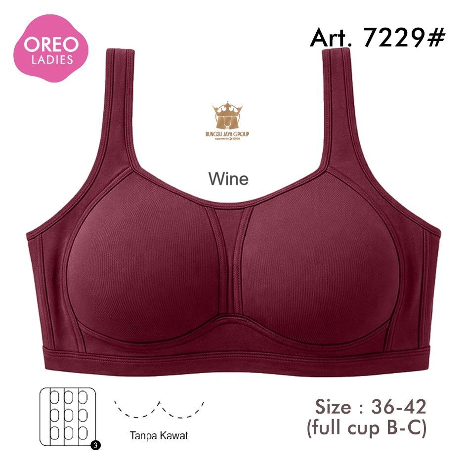 (Promo 2pc 3pc) Bra Oreo Art 7229 Silky Soft Bh Busa Tipis Tanpa Kawat Cup B-C Kait 3 Motif Garis Halus Wanita Dewasa