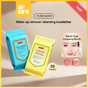 OHSOME-Purederm make-up remover cleansing towelettes set / Tisu Pembersih Makeup 30pcs Removal Cleanser Wajah Muka