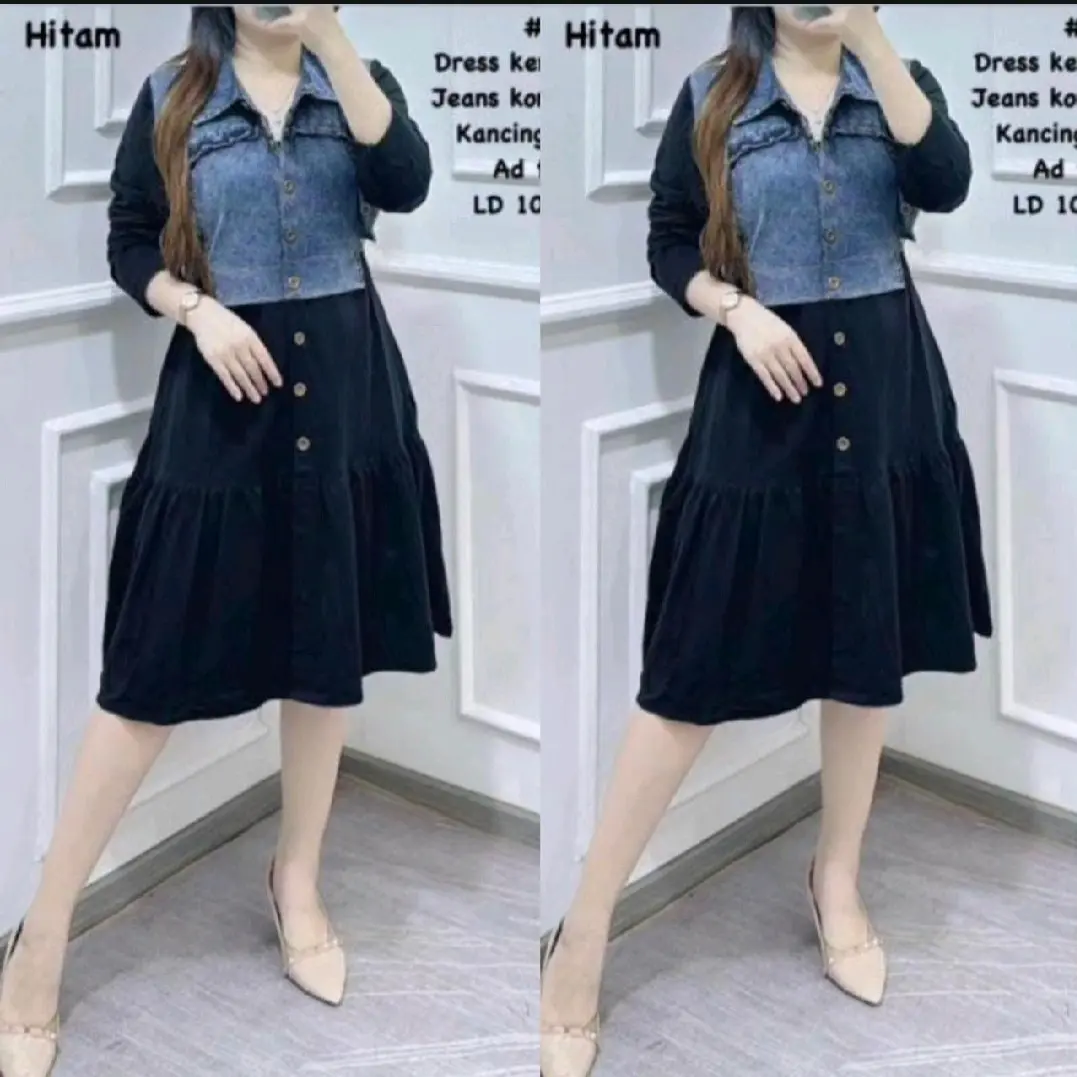 midi dress Diandra kaos kombi jeans Pendek