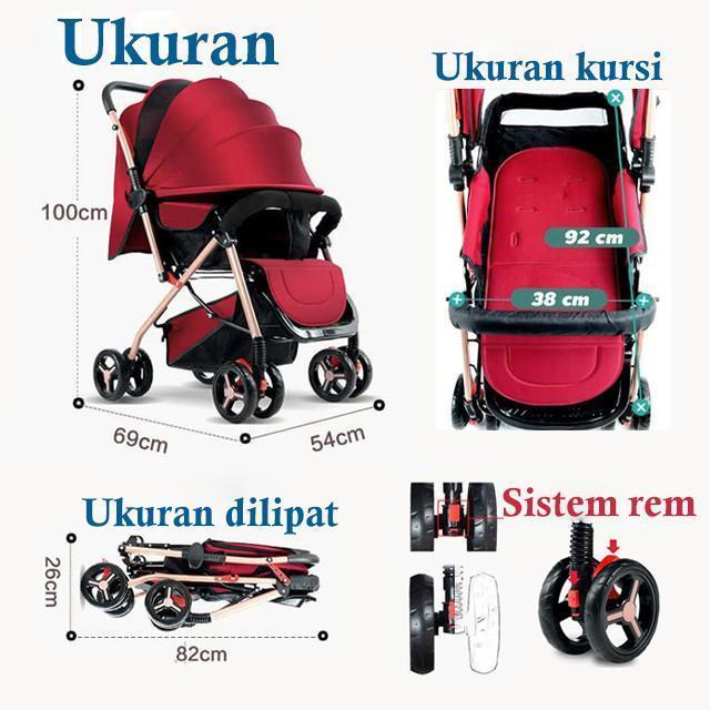 Product Introduction of 【COD】【Garansi 5 tahun】Bliss Baby Baby Stroller For Baby Foldable baby stroller Baby stroller with cushion Handle Table can rotate 27