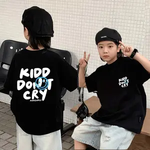 Kaos anak pria|2-12 Tahun|Cetakan yang lucu|korea style premium baju atasan|Anak pria 10 tahun import top|Pola cetak huruf Inggris yang modis dan serbaguna|Hitam cocobaby t shirt cotton Unisex Katun