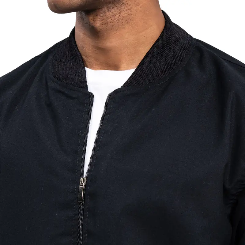 Ribsgold Jaket Bomber | Bomber Jaket | Outer pria | Jaket Pria lembut nyaman  panjang  casual Polos Zipper Keren Hitam Cowok 4