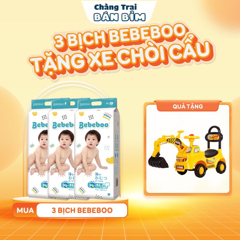 [MUA 3 TẶNG XE CHÒI CẨU] Combo 3 Bịch Tã Bỉm Bebeboo Thương Hiệu Uy Tín Nhật Bản Tặng Bé Xe Chòi Cẩu Đáng Yêu*BBB-3*