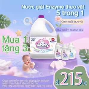 【DEAL ĐỘC QUYỀN - MUA 3 LÍT TẶNG 300ML】Nước Giặt Xả Abby Dịu Nhẹ Cho Da Bé 5 Trong 1 Enzyme Thực Vật - Giúp Làm Mềm Sợi Vải Mềm Mại Thân Thiện Với Da Bé
