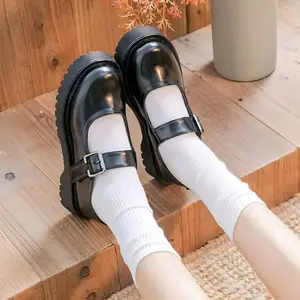 Sepatu Wanita Docmart Oxford Mary Janes Import Premium Quality Black Glosy 1896 Sepatu Flat Loafers Sekolah Remaja/ Dewasa Cewek Style Korea Hitam 2266 Bisa Cod