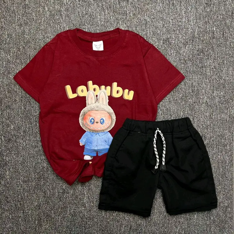 setelan kaos anak laki - laki bahan katun combed size S-M-L untuk usia 1-6 tahun 4