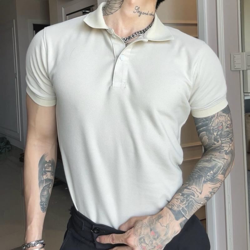 Polo Trơn Form BodyFit Lịch Sự Nam Tính Vải Ctton Da Cá Taiwa