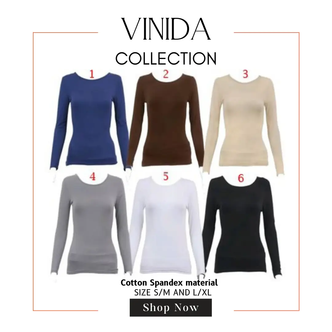 Muslimah wear Long sleeve Inner Kain Lembut Size S-M / L-XL (12 Colors) Cotton Tops