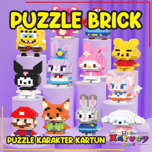 Mainan anak PUZZLE BALOK SUSUN DISNEY 3D DIY  Mainan Edukasi Bayi Puzzle Brick Mini Kartun Karakter Hadiah Toy Gift Nano Blok POP LinaBell StellaLou