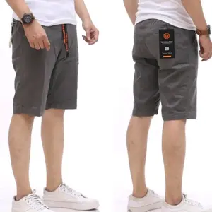 Celana Pendek Chinos Rib Pria Pinggang Karet Casual Bahan Katun twill combat Stretch Melar elastis
