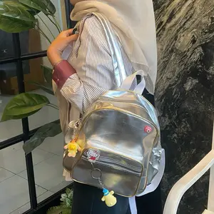 Ransel Glossy [free ganci] Ransel Silver Wanita Sd Smp Sma - backpack mini lucu