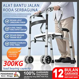 【READY STOCK】Hot latreeskin Walker Dewasa Heavy Duty Dilipat Roda - Alat Bantu Jalan Multifungsi untuk Lansia & Disabilitas, Beban 300kg 【READY STOCK】