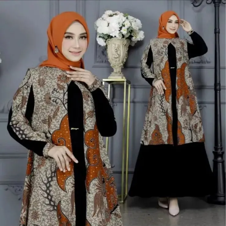 Gamis Dress Kondangan Pesta Mewah Elegan Busui / baju kondangan batik gamis terbaru/ gamis wanita batik dress Panjang Muslim Nyaman Atasan 1
