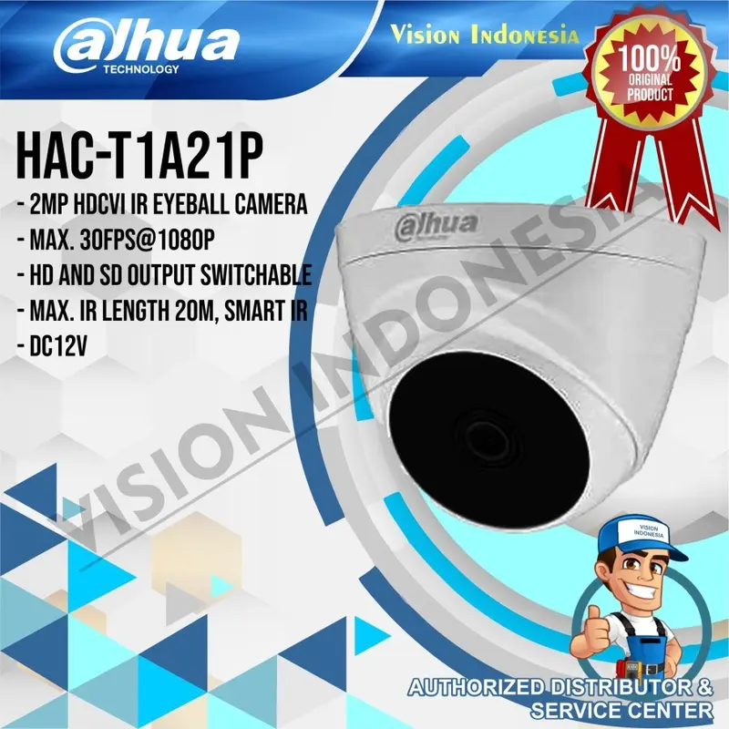 CAMERA CCTV INDOOR HD DAHUA COOPER SERIES 2.0MP HAC-T1A21P Original 0