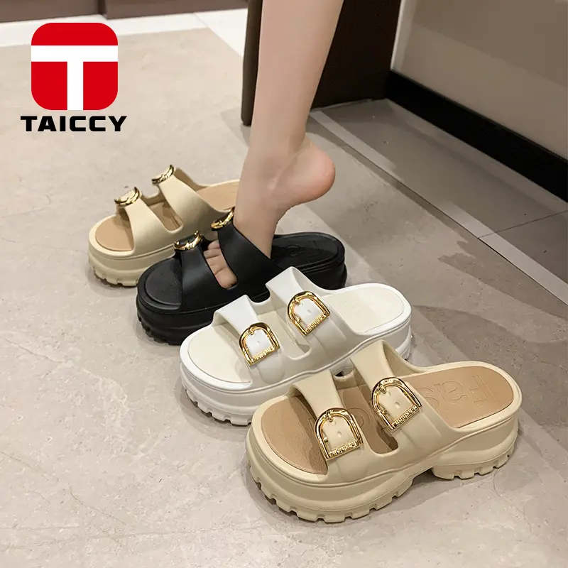 TAICCY Sandal Wanita Wedges Tinggi Ringan Empuk Kokoh Lentur Gasper Sandal Kekinian Korean EVA Anti Slip Ringan