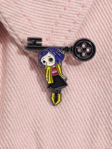 Coraline y la Puerta Secreta Película de Animación de Terror Fantasía Pin de Esmalte Broche de Aleación de Dibujos Animados Anime Personaje Caroline Insignia de Mochila Solapa Accesorios de Moda Joyería Regalo para Amigos