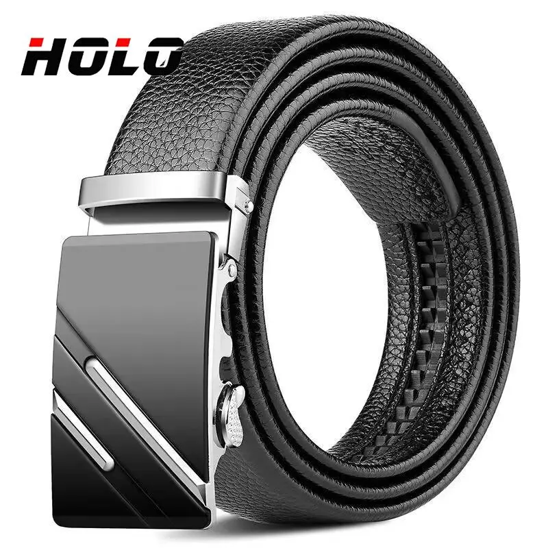 HOLO Pinggang Pria Senior Kulit PU Gaya Bisnis Sabuk Otomatis Kepala Sabuk Logam Belt 4