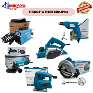 Paket 6 ITEM All Mikayo Tools Bor 10MM -  Gerinda - Jigsaw - Circular saw - Serut Kayu - Mesin Las 450w 120a