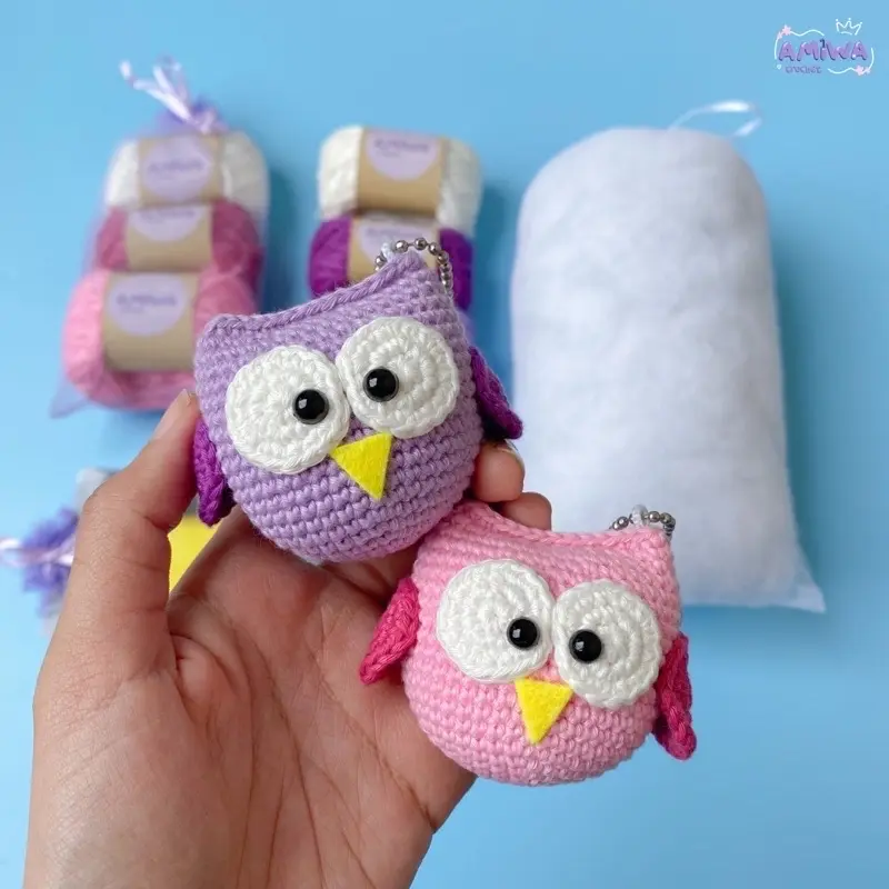 Starter DIY Crochet Kit Owl by AmiwaCrochet | paket merajut untuk pemula | paket belajar amigurumi | paket Benang rajut 2