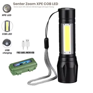 senter mini XPE COB LED zoom swat Super terang