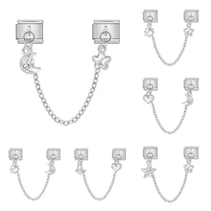 【Dua kait juntai】Gelang Charm Italia Baja Titanium Pink Tahan Air Anti Karat Customizable DIY Fashionable Trendy Cocok Hadiah Pilih Charm Sesuai Keinginan