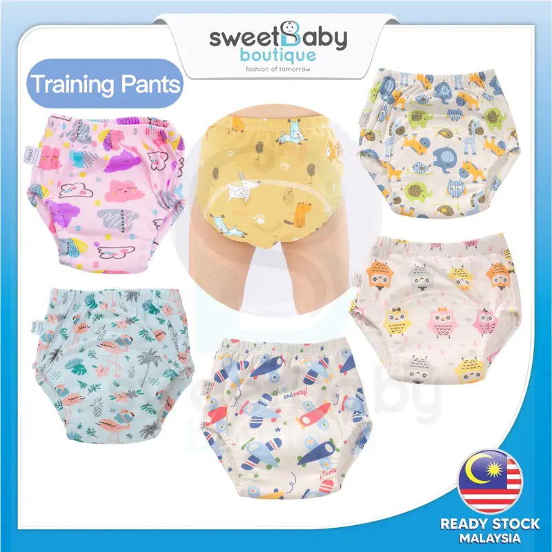 6 Layers Kids Potty Training Pants Baby Underwear Washable Toilet Cloth Diaper Learning Pant Cotton Waterproof Seluar Kencing Bayi Anak Murah