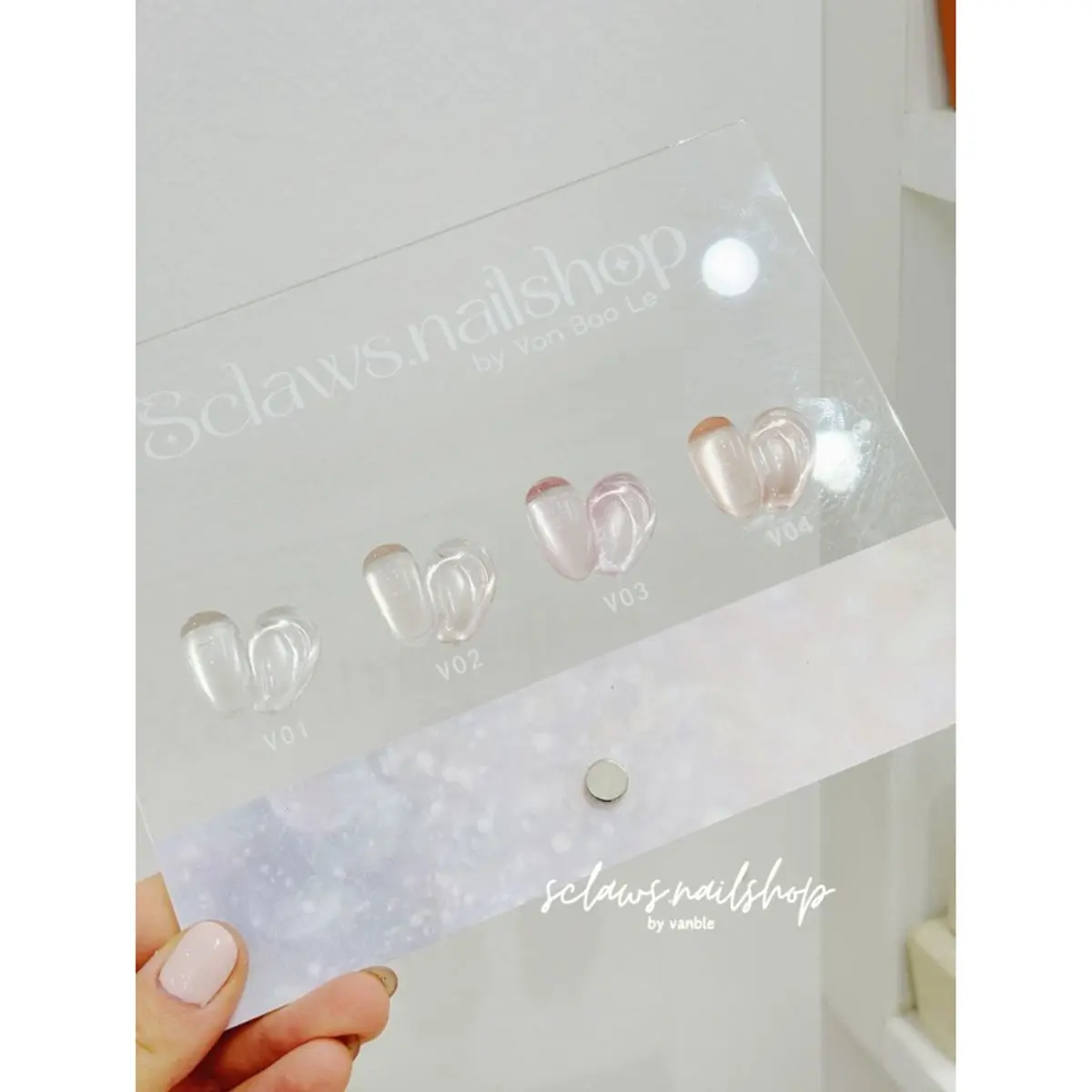 Set 4 màu sơn gel mắt mèo ánh nước siêu mịn nền trong không ánh đen tone hồng BV