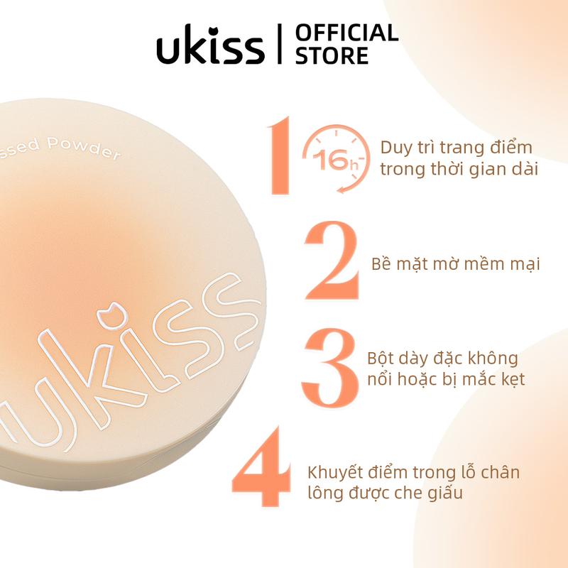 UKISS Phấn Phủ Trang Điểm, Phấn Phủ Nhỏ Gọn, Kiểm Soát Dầu, Không Thấm Nước, Phấn Phủ, 8g, Có 3 Màu Có Sẵn Cosmetic Mỹ Phẩm