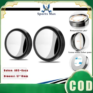 [Diskon Ramadan] Car Wash Accessories 2PCS Kaca Spion Tempel Bulat Cembung -Rear Anti Blind Spot Wide Mirror Truk Perlengkapan Car mobil