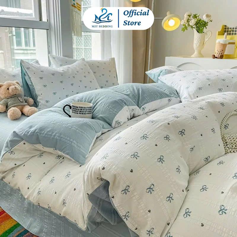 Bộ vỏ chăn ga gối Icy M2T Bedding gồm ga giường, 2 vỏ gối và vỏ chăn có khóa kéo để lồng ruột (Không kèm ruột bông bên trong chăn) mềm mại, thoáng mát