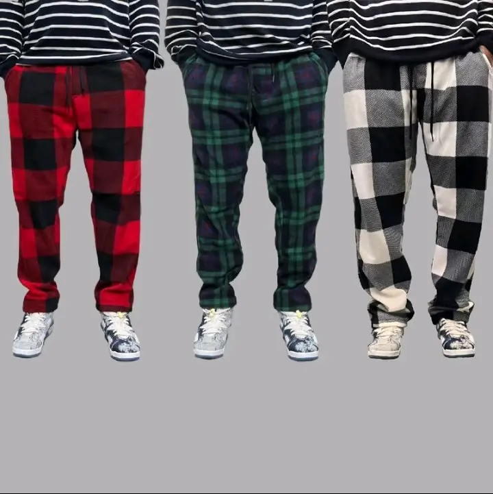 Celana Panjang Tartan Plaid Putih Couples Nyaman
