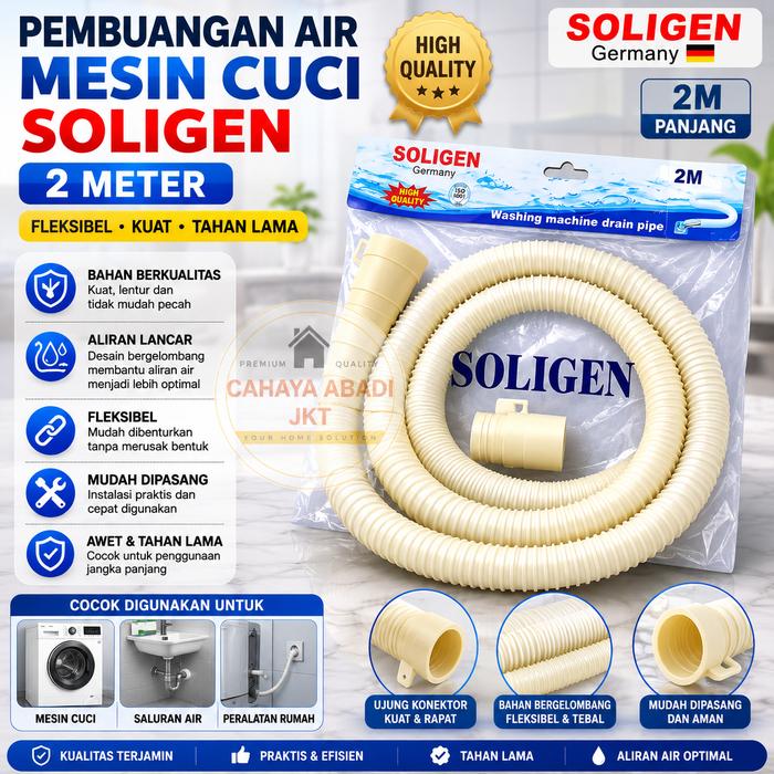 Gambar SELANG OUTLET | Selang Pembuangan Air Mesin Cuci SOLIGEN 2 Meter | Selang Drain Mesin Cuci Fleksibel 2M dari CAHAYA ABADI JKT Kota Administrasi Jakarta Pusat Tokopedia