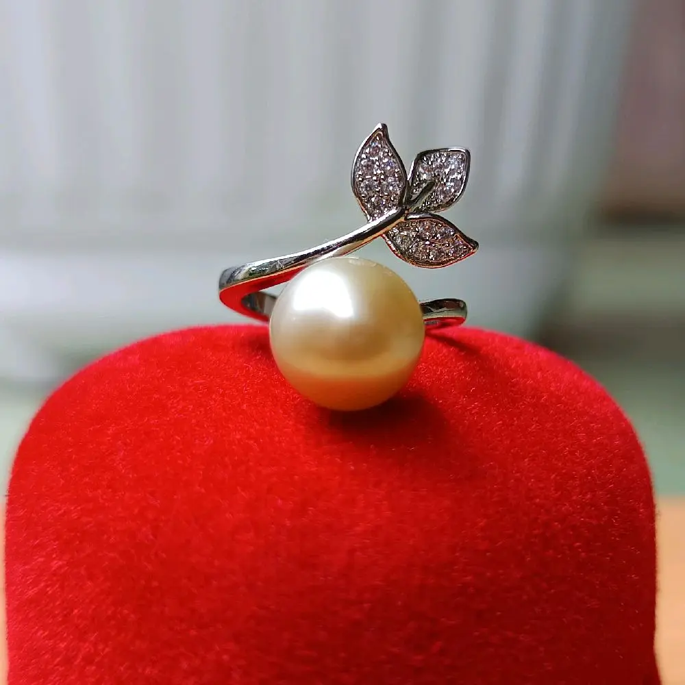 Cincin Rhodium Mutiara Air Laut Putih
