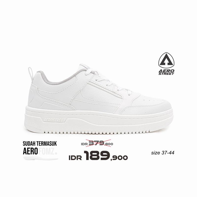 Aerostreet 37-44 Brooklyn Putih Putih Abu Muda - Sepatu Sneakers Casual Sport 1