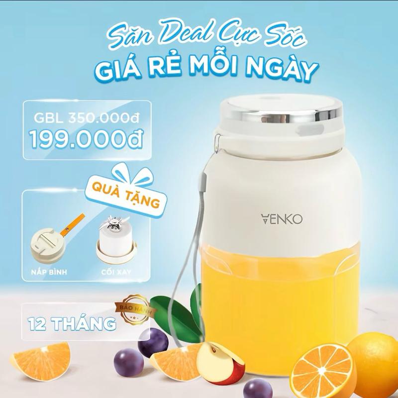 Máy xay sinh tố cầm tay. Dung tích 1300ml 2 nắp tiện lợi Lưỡi dao 10 cánh Máy xay sinh tố mini