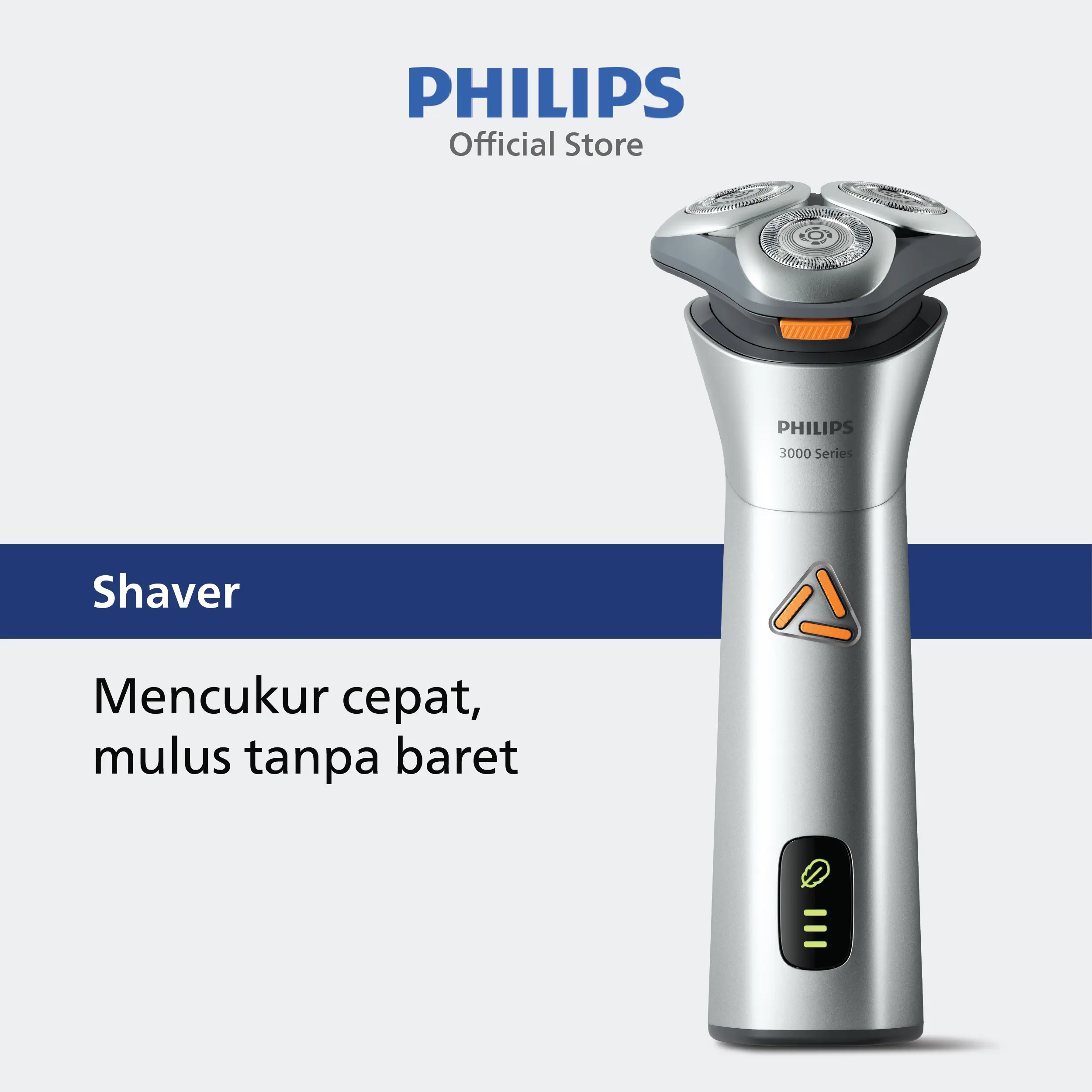 Philips | Shaver 3000 | Alat Cukur Electric Pria | Untuk Kulit Sensitif |Glide Coating | S3882/00