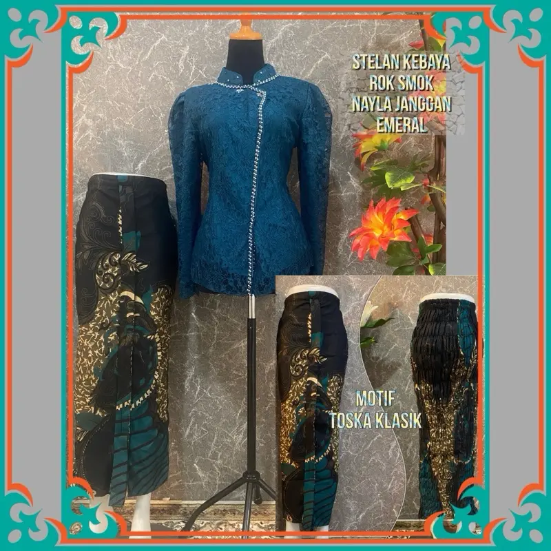 Stelan kebaya brokat rok wiru smok Wanita 0