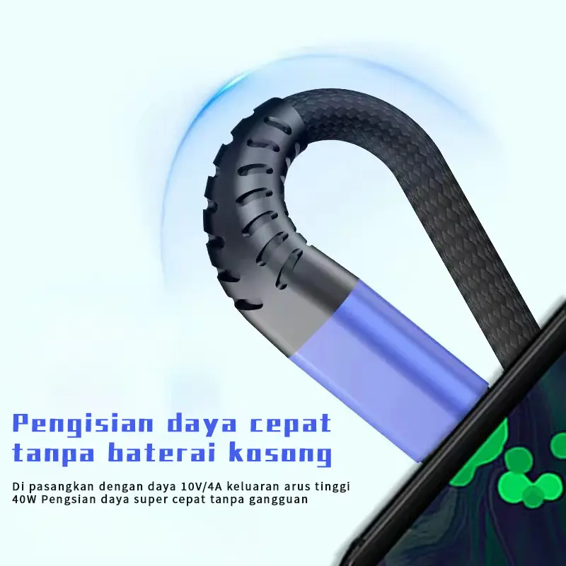 Kabel Pengisian Cepat 120W dengan Panjang 3.0A Kabel data Fast Charging USB Micro / USB Type C 1M Kabel Pengisi Daya untuk Samsung Xiaomi Vivo Oppo Huawei Quality Dikepang Kabel Data 8