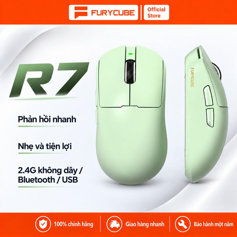 Chuột Gaming Không Dây R7 Siêu Nhẹ 60g – 3 Chế Độ Kết Nối Cảm Biến PAW3311 22000 DPI 1000Hz Pin 100 Giờ Form Đối Xứng Cho Tay Vừa & Lớn