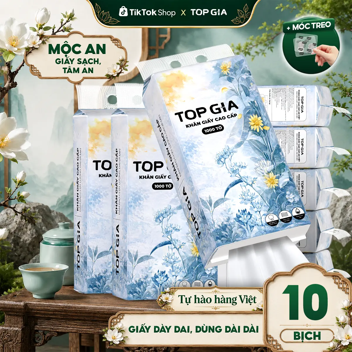 [SIÊU RẺ-CHẤT LƯỢNG VIỆT] Thùng 10 bịch Khăn Giấy Rút Đáy Mộc An- 1000 TỜ MỘC AN Dập Vân 4D - Tờ Dai - Giấy Mềm Mịn - Thấm Hút Tốt, KHĂN GIẤY CAO CẤP ĐẠT QUY CHUẨN CỦA BỘ CÔNG THƯƠNG (RDMA)