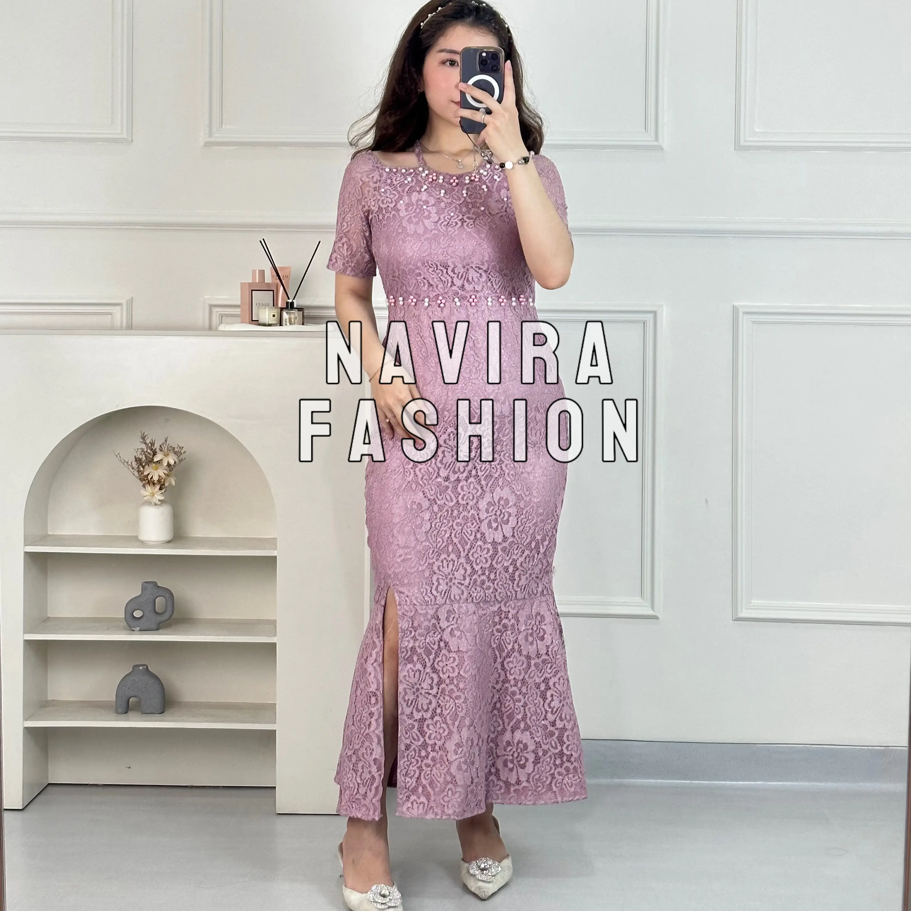 Navira - Dress Nikita - Dress Brokat - Dress Pesta - Dress Kondangan - Long Dress Maxi