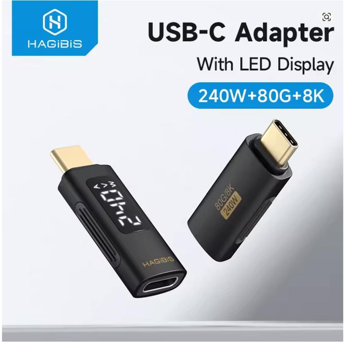 Gambar HAGIBIS 240W USB C ADAPTER WITH LED DISPLAY USB4 PD FAST CHARGING TYPE C CONNECTOR 80 Gbps 8K VIDEO POWER VOLTAGE LED DISPLAY dari HAGiBiS Indonesia Store Kota Depok Tokopedia