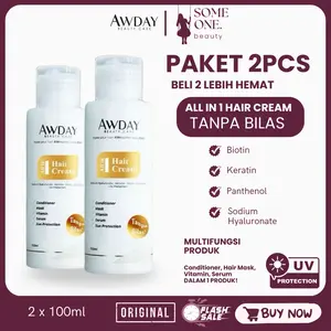 [BELI 2 LEBIH MURAH] AWDAY ALL IN 1 HAIR CREAM 100ml - Conditioner, Mask, Vitamin, Serum, Sun Protection 100% ORIGINAL BPOM