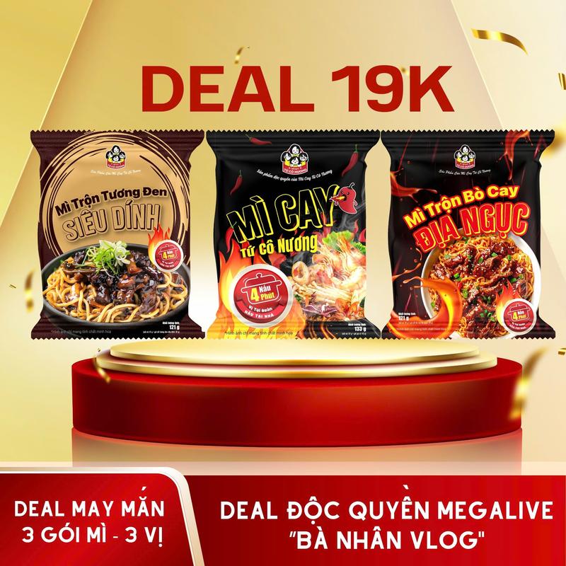 (DEAL SỐC NHÀ NHÂN ) SET 3 GÓI MÌ CAY MIX 3 VỊ + CẤP ĐỘ + FREE SHIP