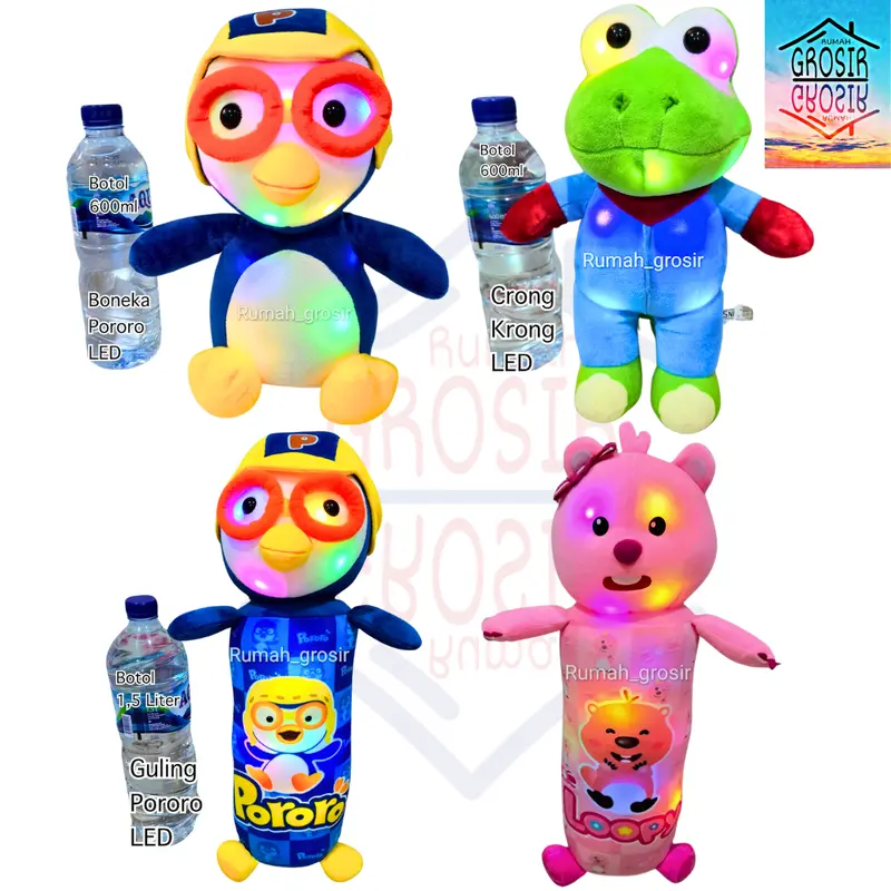 Boneka Pororo the Little Penguin LED Lampu Bubble Dolls Loopy Pororo Guling Pororo 0