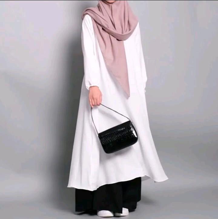 tunik | outfit kekinian  Atasan remaja-Dewasa Dress bahan crinkle Airflow Midi Basic Wanita 3